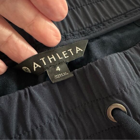Athleta Cabo Linen Navy Summer Jogger Pants Size 4 - Picture 6 of 6